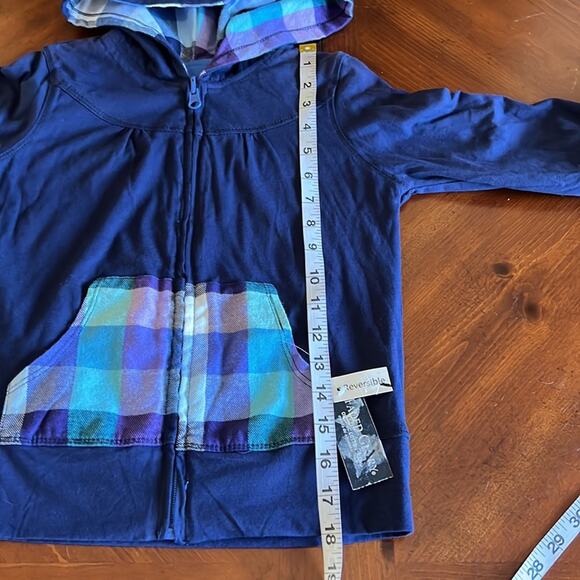 Faded Glory Girls Reversible Knit Hooded Jacket Size 7-8 Medium Lightweight - Picture 7 of 7